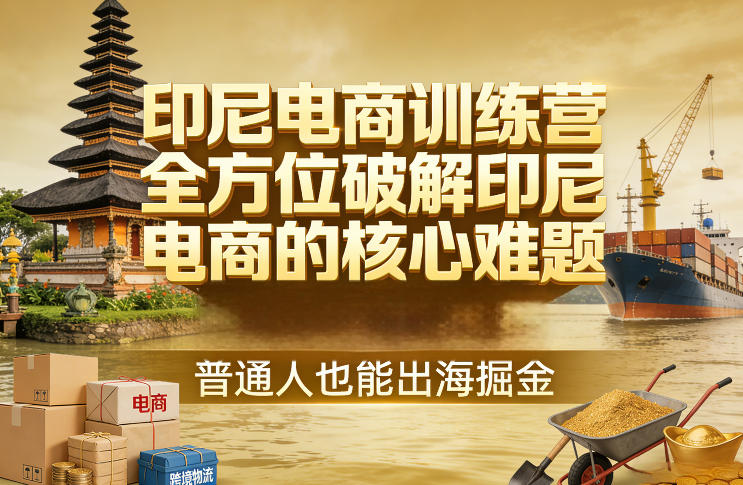 印尼电商训练营，全方位破解印尼电商的核心难题，普通人也能出海掘金|协议软件打粉软件