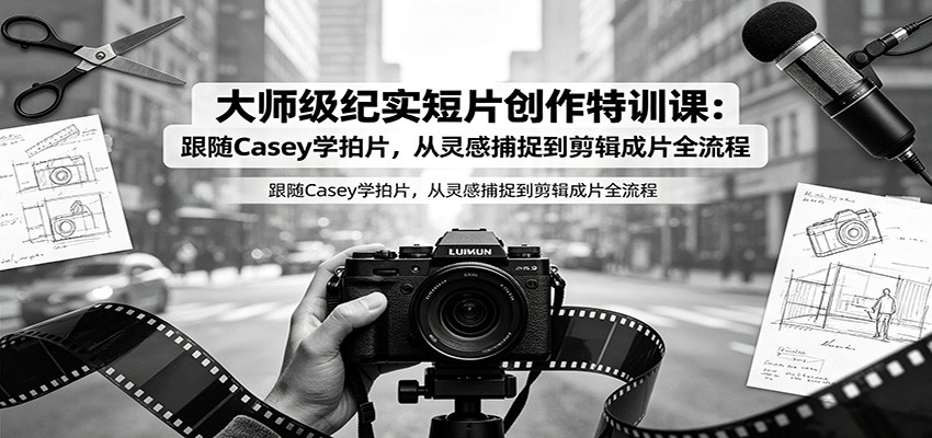 大师级纪实短片创作特训课：跟随Casey学拍片，从灵感捕捉到剪辑成片全流程|一人科技OPC聚合软件