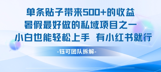 单条贴子带来5张的收益，暑假最好做的私域项目之一，小白也能轻松上手，有小红书就行|HOOK协议网