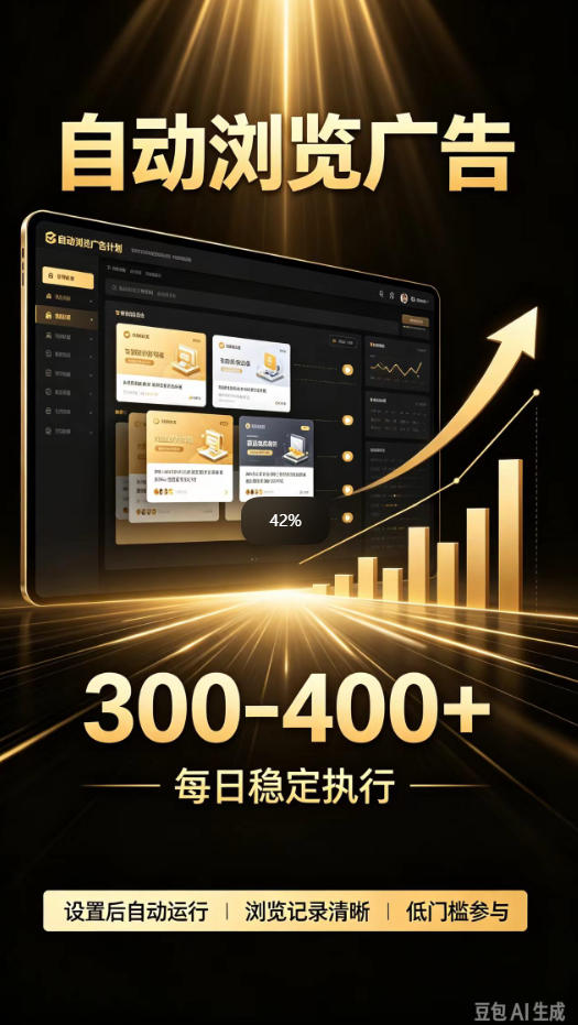 自动浏览广告计划，0门槛副业，日入300-400，躺賺稳定风口项目，无需人工操作，解放双手【揭秘】|一人科技OPC聚合软件