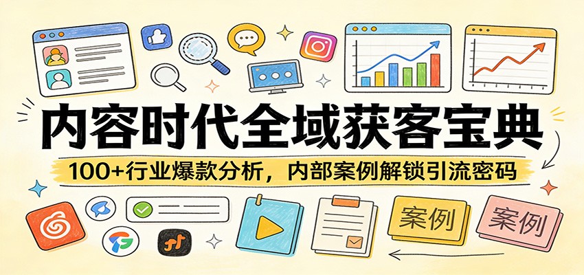 内容时代全域获客宝典：100+行业爆款分析，内部案例解锁引流密码|协议软件打粉软件