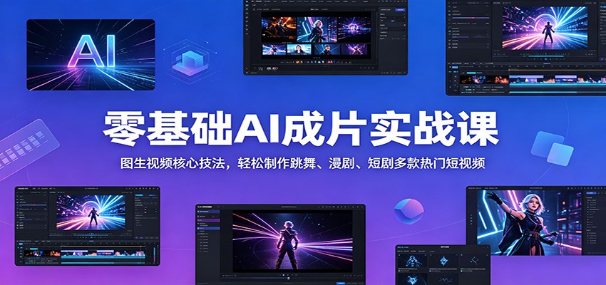 零基础AI成片实战课：图生视频核心技法，轻松制作跳舞、漫剧、短剧多款热门短视频|一人科技公司导航