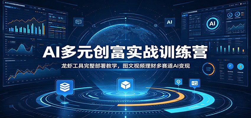 AI多元创富实战训练营：龙虾工具完整部署教学，图文视频理财多赛道AI变现|一人科技公司导航