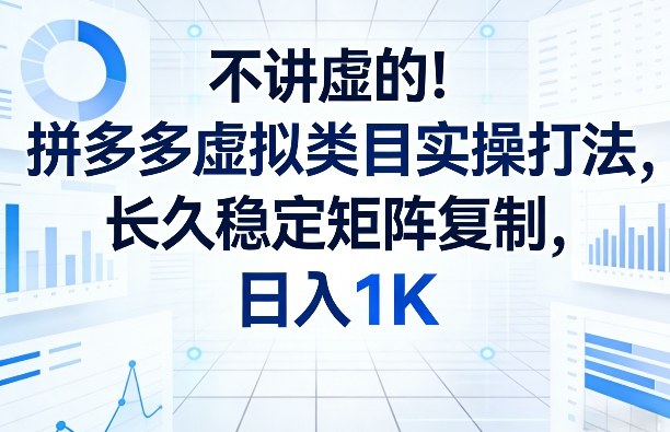 不讲虚的！拼多多虚拟类目实操打法，长久稳定矩阵复制，日入1K【揭秘】|协议软件打粉软件