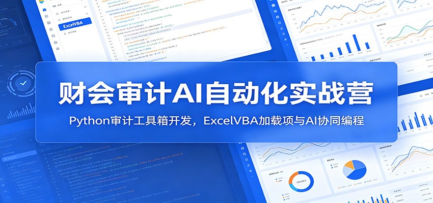 财会审计AI自动化实战营：Python审计工具箱开发，ExcelVBA加载项与AI协同编程|一人科技公司导航