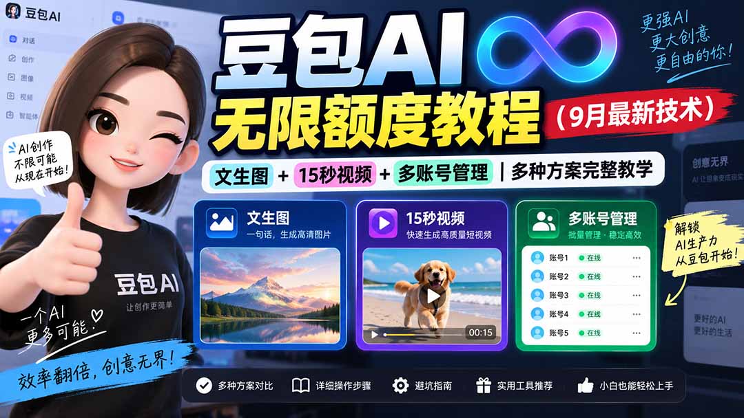豆包AI无限额度教程(9月最新技术|一人科技OPC聚合软件