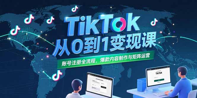 TikTok从0到1变现课，账号注册全流程，爆款内容制作与矩阵运营|HOOK协议网