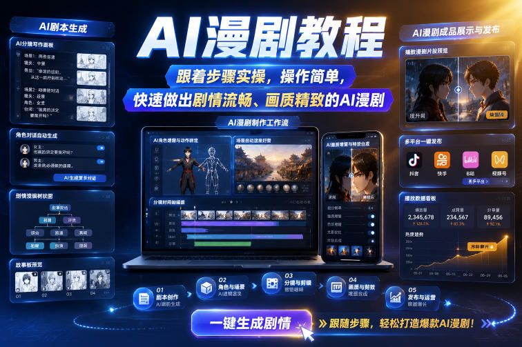 AI漫剧教程，跟着步骤实操，操作简单，快速做出剧情流畅、画质精致的AI漫剧|一人科技公司导航