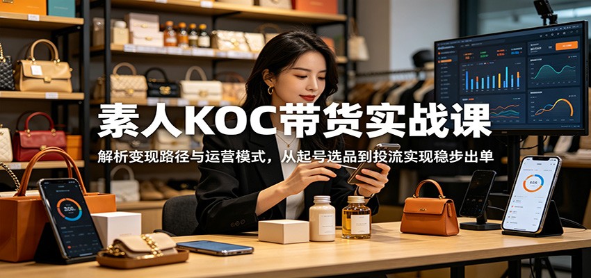 素人KOC带货实战课：解析变现路径与运营模式，从起号选品到投流实现稳步出单|一人科技公司导航