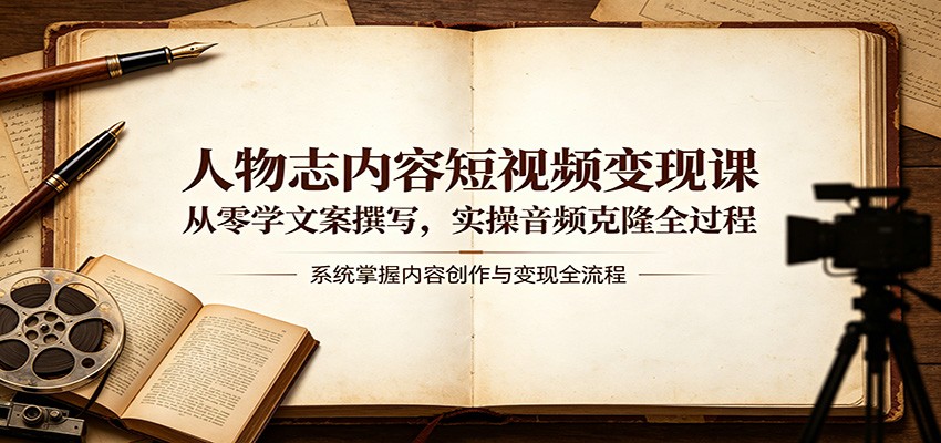 人物志内容短视频变现课：从零学文案撰写，实操音频克隆全过程|一人科技公司导航
