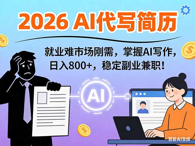 AI代写简历，超暴利，用万能模板月入1-3万实战教程，2026年市场刚需！|HOOK协议网