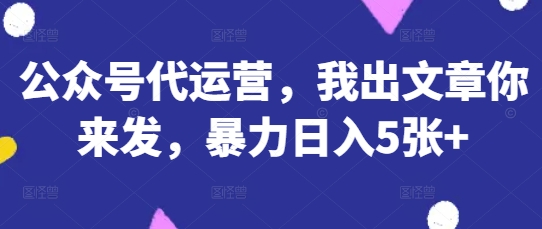 公众号代运营，我出文章你来发，暴力日入5张+【揭秘】|HOOK协议网