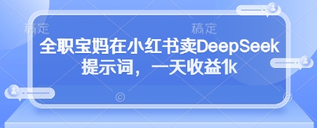 全职宝妈在小红书卖DeepSeek提示词，一天收益1k|HOOK协议网