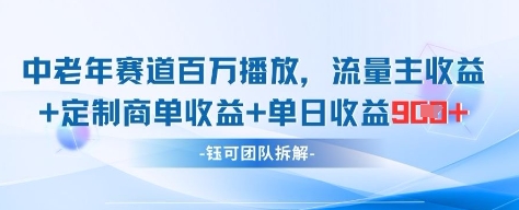 中老年赛道百万播放+流量主收益+定制收益，单日收益9张|HOOK协议网
