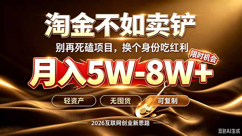 别再傻乎乎埋头跑项目！互联网真正赚钱逻辑：做卖铲人，拒绝当韭菜，逆风翻盘月入5-8W+|一人科技OPC聚合软件