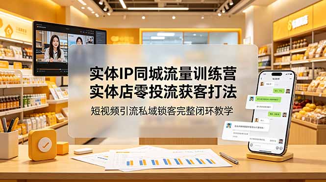 实体IP同城流量训练营：实体店零投流获客打法，短视频引流私域锁客完整闭环教学|一人科技公司导航