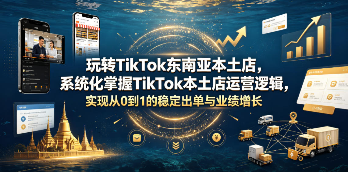 玩转TikTok东南亚本土店，系统化掌握TikTok本土店运营逻辑，实现从0到1的稳定出单与业绩增长|一人科技公司导航