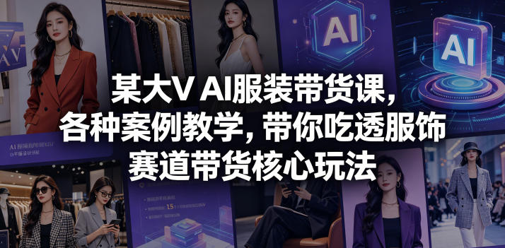 某大V AI服装带货课，各种案例教学，带你吃透服饰赛道带货核心玩法|一人科技公司导航