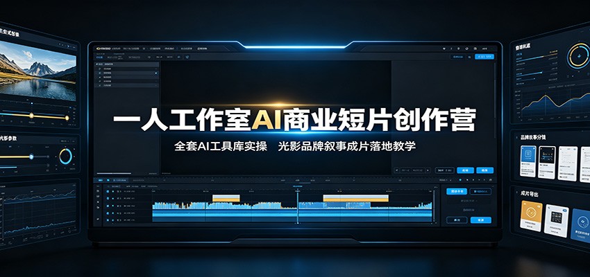 一人工作室AI商业短片创作营：全套AI工具库实操，光影品牌叙事成片落地教学|一人科技OPC聚合软件