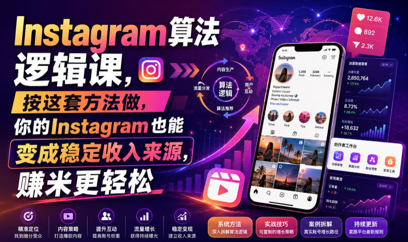 Instagram算法逻辑课，按这套方法做，你的Instagram也能变成稳定收入来源，賺米更轻松【原创双语字幕】|一人科技OPC聚合软件