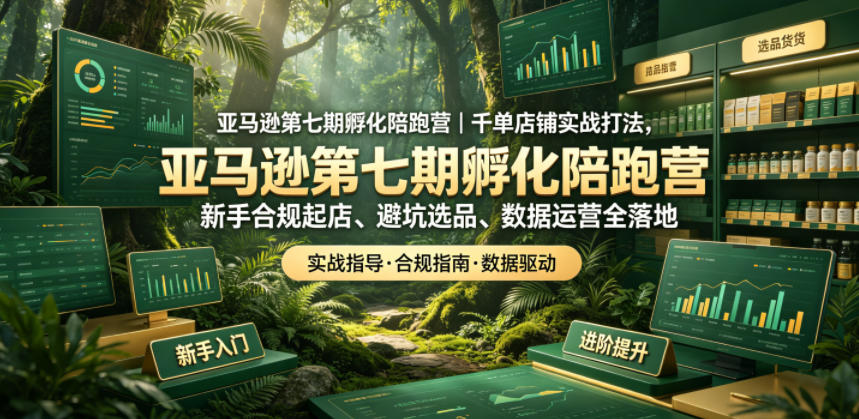 亚马逊第七期孵化陪跑营｜千单店铺实战打法，新手合规起店、避坑选品、数据运营全落地|一人科技公司导航