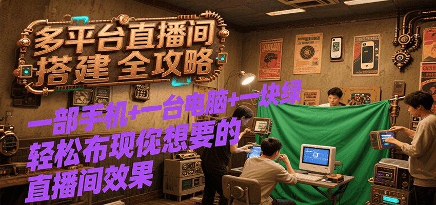 多平台直播间搭建全攻略，一部手机+一台电脑+一块绿布轻松实现你想要的直播间效果|HOOK协议网