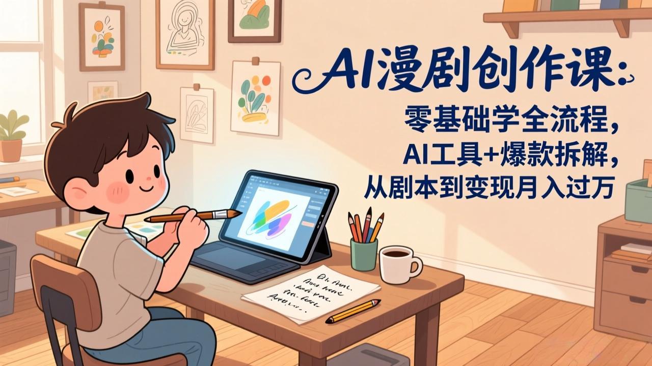AI漫剧创作课：零基础学全流程，AI工具+爆款拆解，从剧本到变现月入过万|协议软件打粉软件