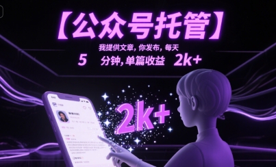【公众号托管 】我提供文章，你发布，每天5分钟，单篇收益2k+【揭秘】|HOOK协议网