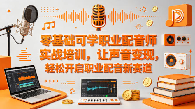 零基础可学职业配音师实战培训，让声音变现，轻松开启职业配音新赛道|协议软件打粉软件