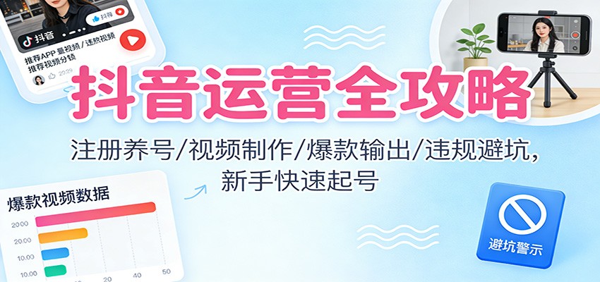 抖音运营全攻略：注册养号/视频制作/爆款输出/违规避坑，新手快速起号|HOOK协议网