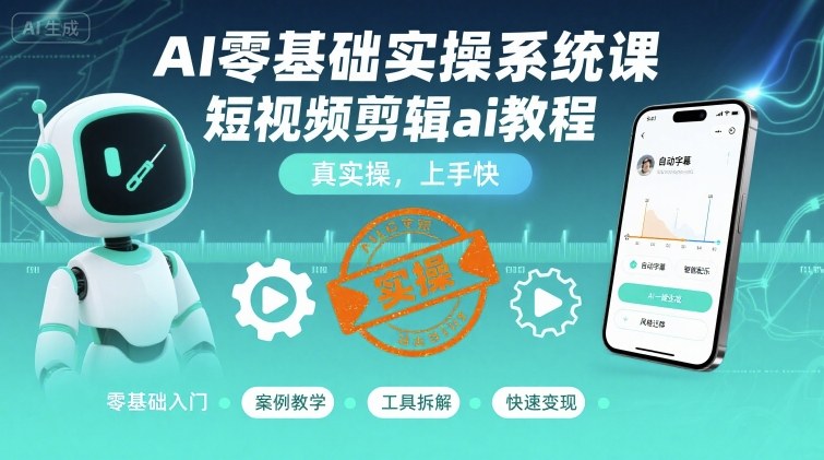 AI零基础实操系统课，短视频剪辑ai教程，真实操，上手快|HOOK协议网
