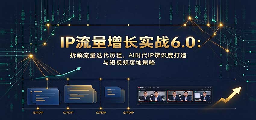 IP流量增长实战6.0：拆解流量迭代历程，AI时代IP辨识度打造与短视频落地策略|一人科技OPC聚合软件