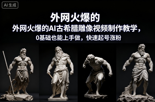 外网火爆的AI古希腊雕像视频制作教学，0基础也能上手做，快速起号涨粉|HOOK协议网