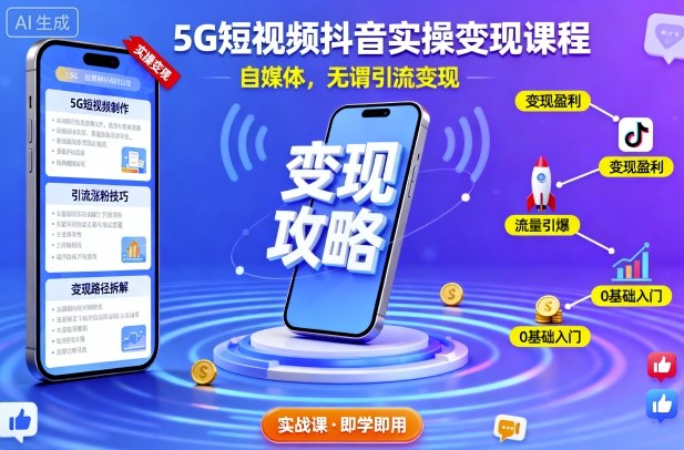 5G短视频抖音实操变现课程，自媒体，无谓引流变现|HOOK协议网