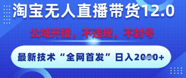 淘宝无人直播带货12.0，最新技术，不封号，不违规，操作简单，开播爆单，日入多张【揭秘】|HOOK协议网