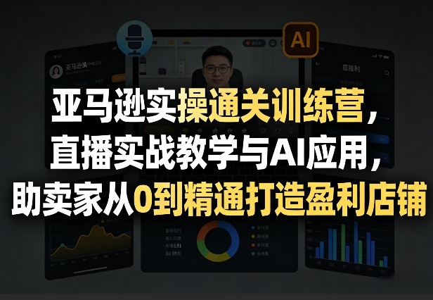 亚马逊实操通关训练营，直播实战教学与AI应用，助卖家从0到精通打造盈利店铺(更新8月17日)|一人科技OPC聚合软件