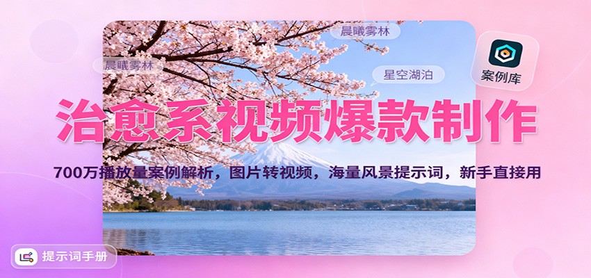 治愈系视频爆款制作，700万播放量案例解析，图片转视频，海量风景提示词，新手直接用|HOOK协议网