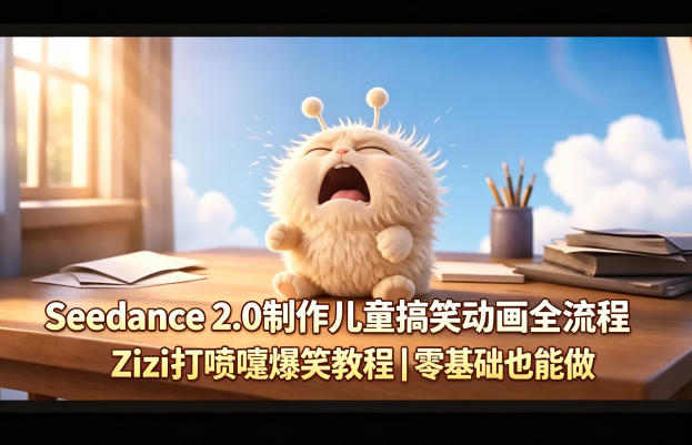 Seedance 2.0制作儿童搞笑动画全流程Zizi打喷嚏爆笑教程｜零基础也能做|协议软件打粉软件