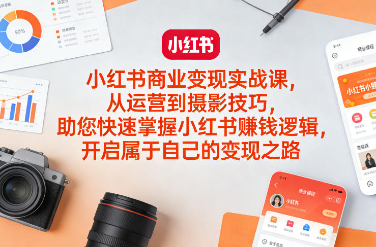 小红书商业变现实战课，从运营到摄影技巧，助您快速掌握小红书賺钱逻辑，开启属于自己的变现之路|协议软件打粉软件