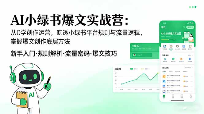 AI 小绿书爆文实战营：从0学创作运营，吃透小绿书平台规则与流量逻辑，掌握爆文创作底层方法|协议软件打粉软件