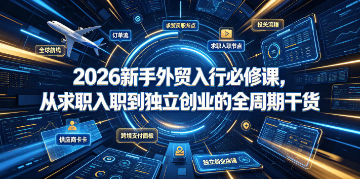 2026新手外贸入行必修课，从求职入职到独立创业的全周期干货|一人科技OPC聚合软件