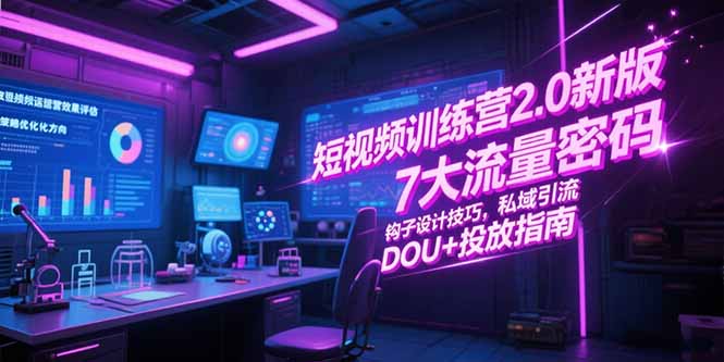 短视频训练营2.0新版，7大流量密码/钩子设计技巧/私域引流/DOU+投放指南|HOOK协议网