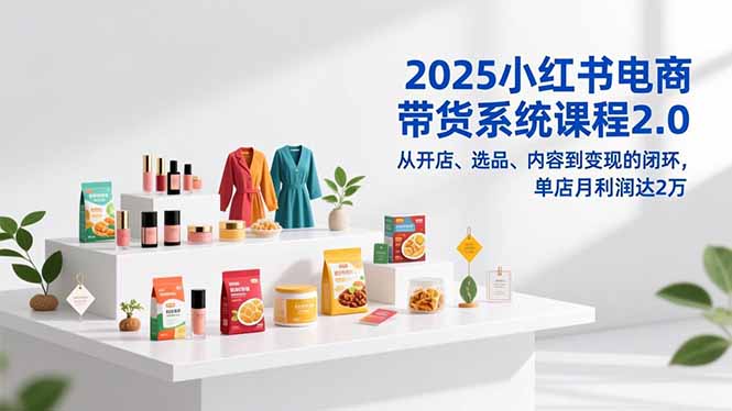 2025小红书电商带货系统课程2.0，从开店、选品、内容到变现的闭环，单店月利润达2万|HOOK协议网