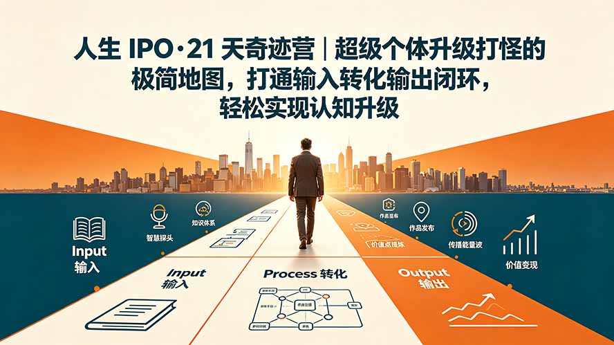 人生 IPO-21 天奇迹营｜超级个体升级打怪的极简地图，打通输入转化输出闭环，轻松实现认知升级|一人科技OPC聚合软件