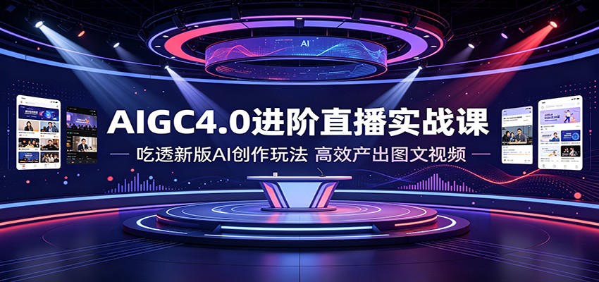 AIGC4.0进阶直播实战课：吃透新版AI创作玩法，高效产出图文视频|一人科技OPC聚合软件