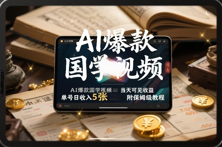 AI爆款国学视频，独家起号方法，小白直接上手，当天可见收益，单号日收入5张+附保姆级教程|HOOK协议网
