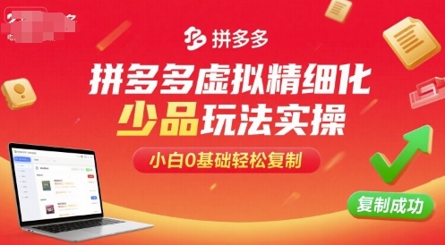 拼多多虚拟精细化少品玩法实操，小白0基础轻松复制|HOOK协议网