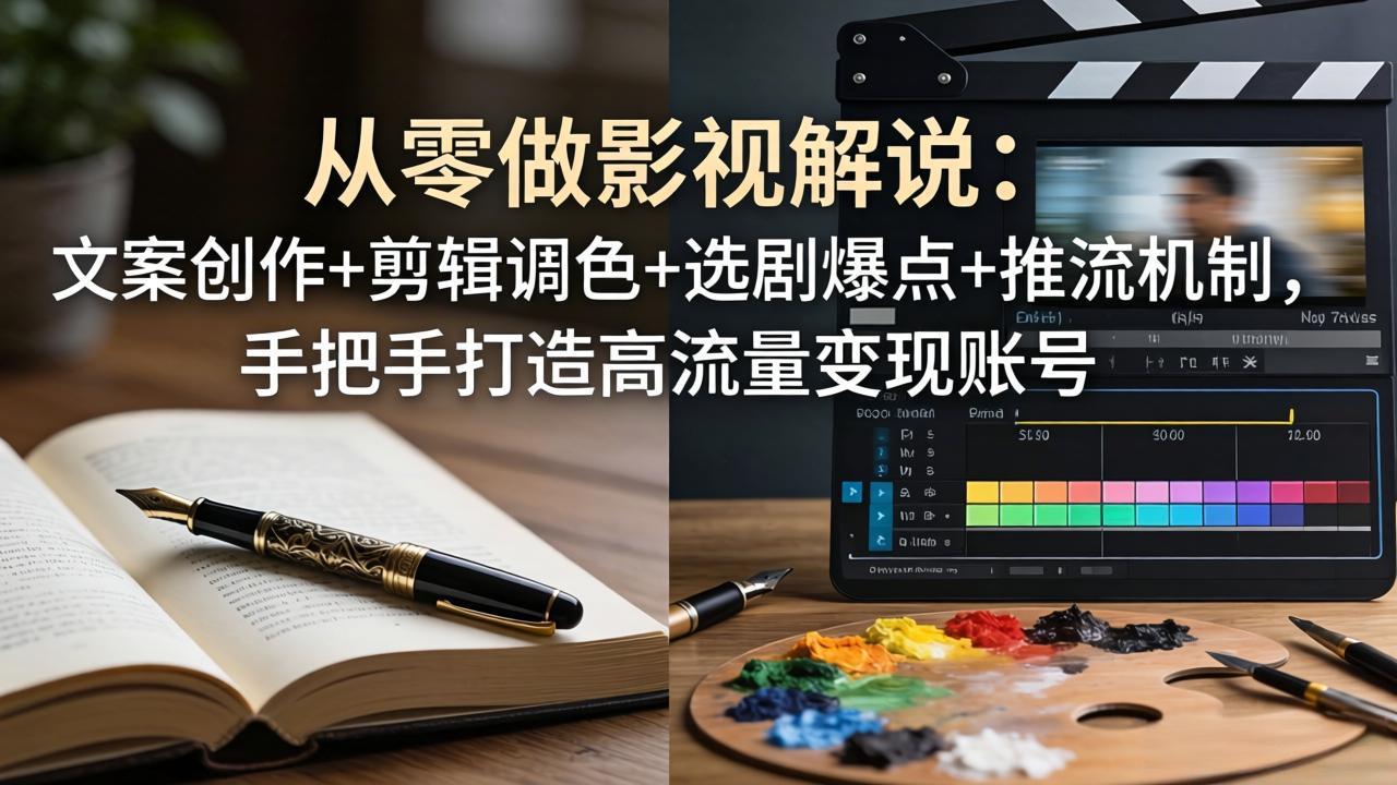 从零做影视解说：文案创作+剪辑调色+选剧爆点+推流机制，手把手打造高流量变现账号|协议软件打粉软件