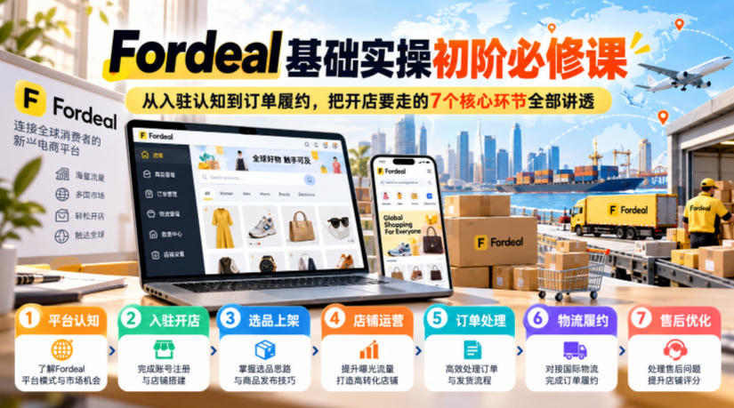 Fordeal基础实操初阶必修课，从入驻认知到订单履约，把开店要走的7个核心环节全部讲透|一人科技OPC聚合软件