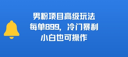 男粉项目高级玩法，每单899，冷门暴利，小白也可操作|HOOK协议网